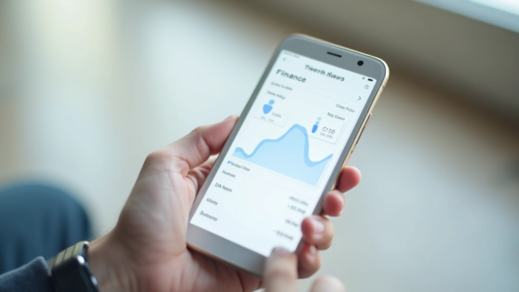 Mobile phone displaying budget tracking app with income and expense categories showing real-time spending analysis